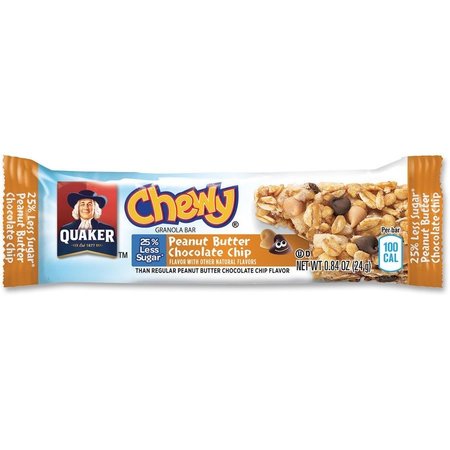 QUAKER OATS Chewy Granola Bar, Peanut Butter Chocolate Chip, 96/CT, Blue PK QKR31184